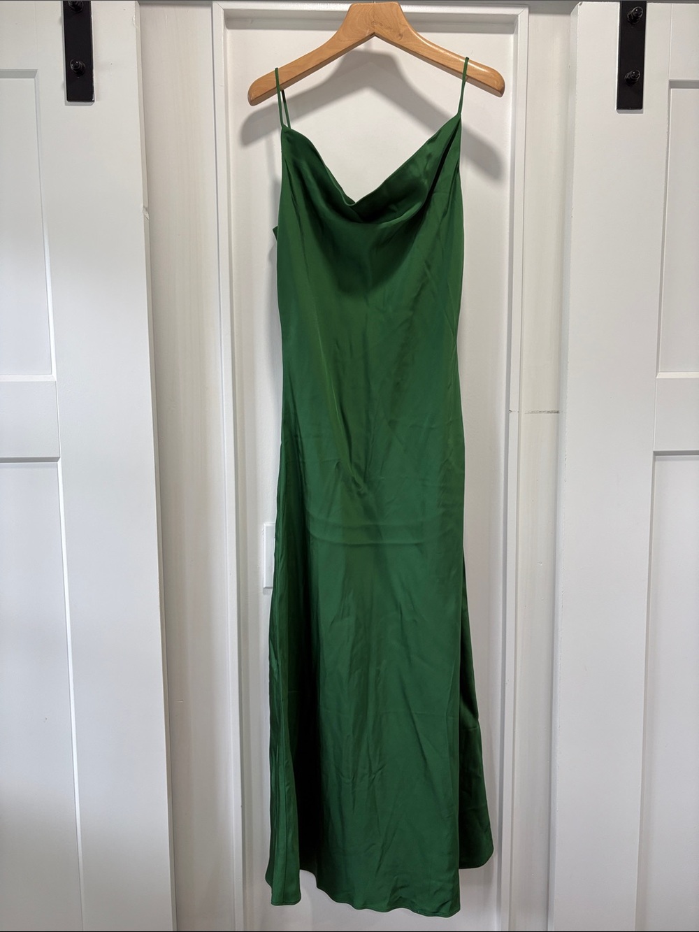 Ann Taylor Green Silky Cowl Neck Maxi Slip Dress Size 8